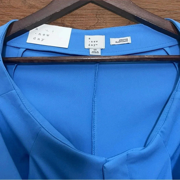 Size 10 Mid-Rise Slim Straight Fit Side Split Trousers Blue A New Day - Picture 8 of 8